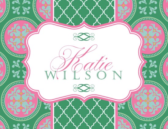 Pink and Green Medallion Notecards